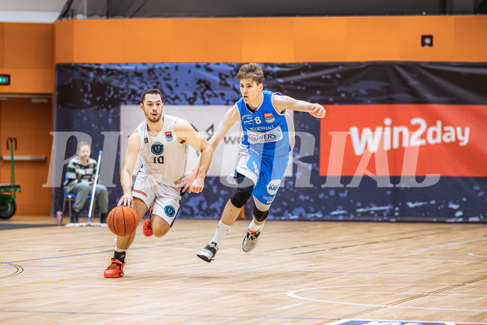 Basketball, Win2Day Superliga 2022/23, Grunddurchgang 19.Runde, Vienna Timberwolves, Oberwart Gunners, Jakob Szkutta (10), Florian Köppel (8)