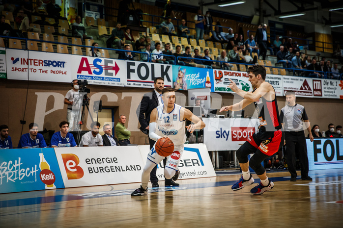 Basketball, bet-at-home Basketball Superliga 2021/22, Grunddurchgang Runde 4, Oberwart Gunners, BC GGMT Vienna, Jonathan Knessl (12)