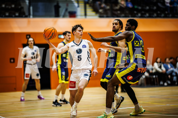 Basketball, Basketball Zweite Liga 2024/25, Grunddurchgang 17.Runde, Vienna Timberwolves, Future Team Steiermark, Jakob Konzet (5)
