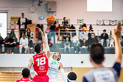 Basketball, Basketball Zweite Liga 2024/25, Grunddurchgang 1.Runde, Deutsch Wagram Alligators, Upper Austrian Ballers, Luka Kujundzic (18), Marko Kolaric (30)