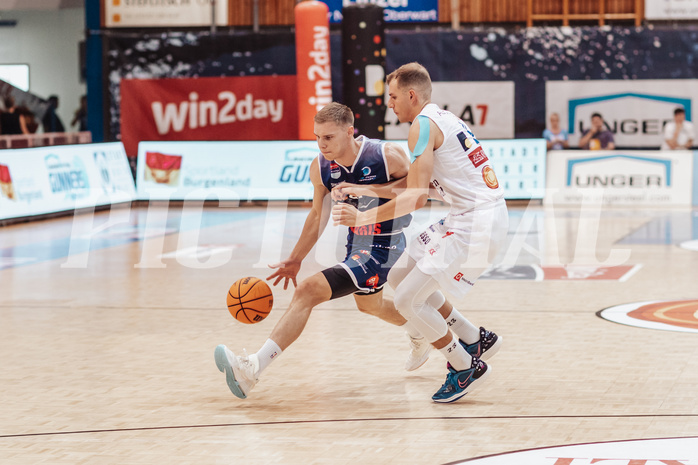 Basketball, Basketball Superliga 2023/24, Grundduchgang Runde 1., Oberwart Gunners, BBC Nord Dragonz, Filip Bjelanovic (22), Edi Patekar (9)