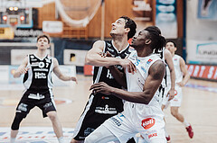 Basketball, Basketball Superliga 2023/24 , Qualifikationsrunde 10, Oberwart Gunners, Kapfenberg Bulls, Nemanja Krstic (22), Shaquille Rombley (5)