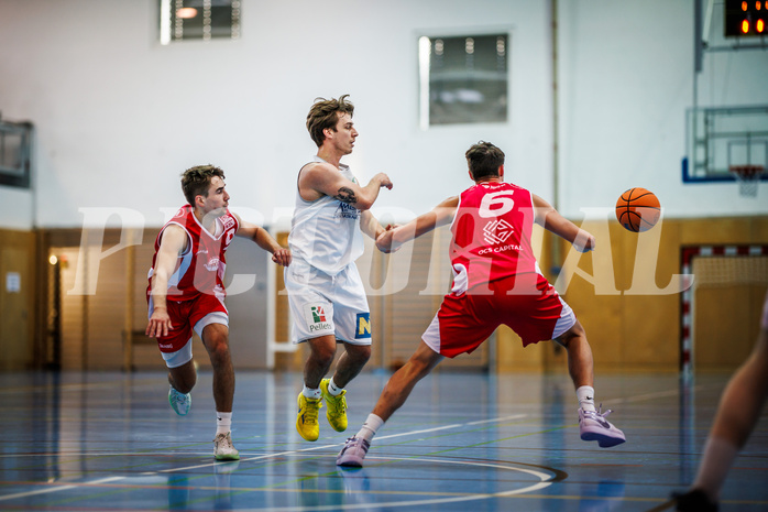 Basketball, Basketball Zweite Liga 2024/25, Grunddurchgang 1.Runde, Deutsch Wagram Alligators, Upper Austrian Ballers, Dominik Schachinger (9), Simon Marek (11), Luis Streitberger (6)