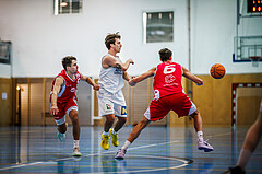 Basketball, Basketball Zweite Liga 2024/25, Grunddurchgang 1.Runde, Deutsch Wagram Alligators, Upper Austrian Ballers, Dominik Schachinger (9), Simon Marek (11), Luis Streitberger (6)