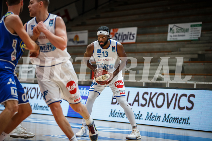 Basketball, bet-at-home Basketball Superliga 2020/21, Grunddurchgang 14. Runde, Oberwart Gunners, Gmunden Swans, Quincy Diggs (13)
