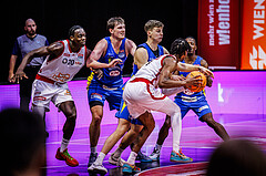 Basketball, Win2Day Superliga 2024/25, Grunddurchgang 6.Runde, BC Vienna, St. Pölten, Julio Calver de Assis Afonso (20), Magnus Hoj Madsen (8), Janis Tomaschek (99), Ralph Bissainthe (1)