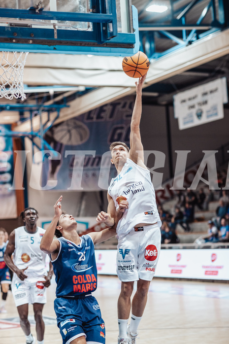 Basketball, Basketball Austria Cup 2023/24, VF Spiel 7, Oberwart Gunners, Dragonz Eisenstadt, Lukas Hahn (25), Jonathan Knessl (12)