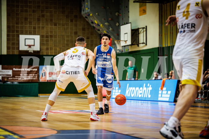 Basketball, win2day Basketball Superliga 2022/23, Grunddurchgang 1.Runde, Fürstenfeld Panthers, Oberwart Gunners, Derek Hanes (14)