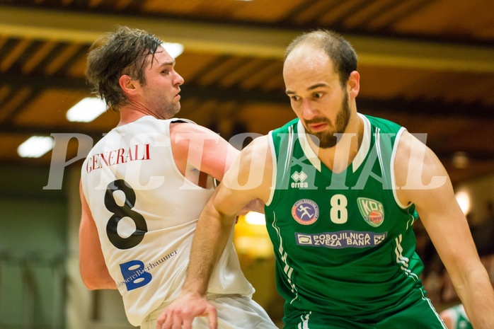 Basketball, 2.Bundesliga, Grunddurchgang 11.Runde, Mattersburg Rocks, KOS Celovec, Jakob Strazar (8), Wolfgang TRAEGER (8)