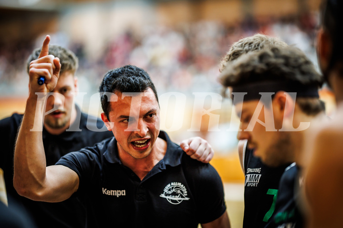 Basketball, Basketball Zweite Liga 2023/24, Playoff, Finale Spiel 1, Mistelbach Mustangs, Union Deutsch Wagram Aligators, Lukas Hofer (Head Coach) Basketball, Basketball Zweite Liga 2023/24, Playoff, Finale Spiel 1, Mistelbach Mustangs, Union Deutsch Wagram Aligators, Lukas Hofer (Head Coach)