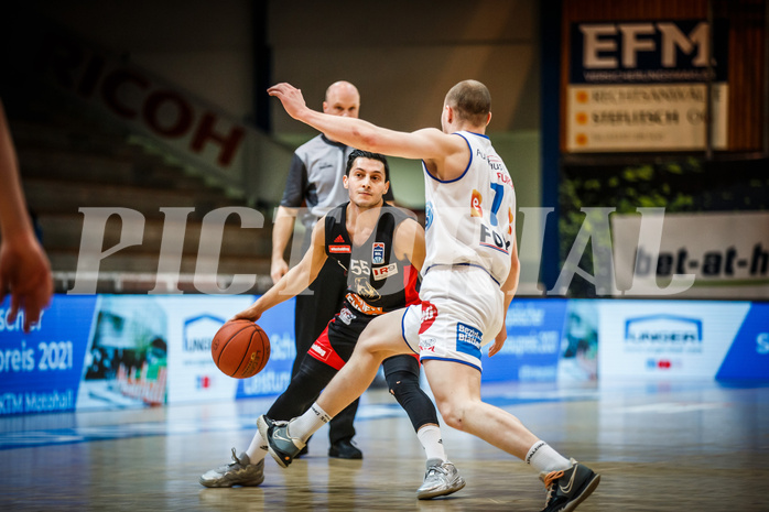 Basketball, bet-at-home Basketball Superliga 2021/22, Platzierungsrunde Spiel 10, Oberwart Gunners, BC GGMT Vienna, Mustafa Hassan Zadeh (55)