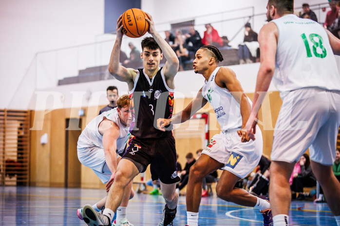 Basketball, Basketball Zweite Liga 2023/24, Grunddurchgang 14.Runde, Deutsch Wagram Alligators, Vienna United, Bruno Golino (3), Philip Konate (16)