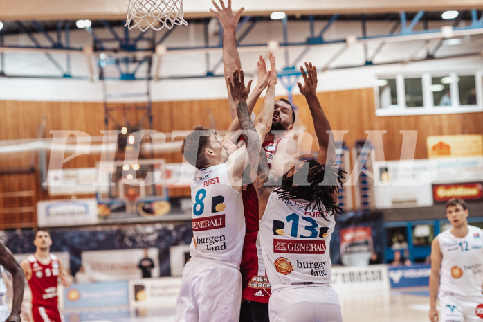 Basketball, Basketball Superliga 2023/24, Qualifikationsrunde 1., Oberwart Gunners, BC Vienna, Florian Koeppel (8), Jozo Rados (3), Kris Monroe (13)
