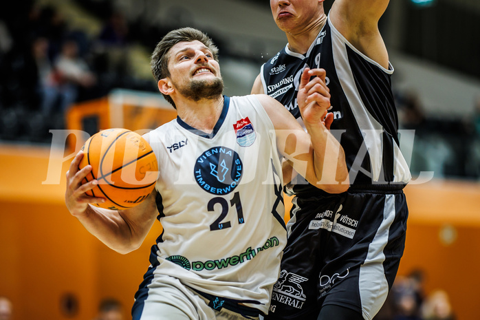 Basketball, Win2Day Superliga 2023/24, 3. Qualifikationsrunde, Vienna Timberwolves, Kapfenberg Bulls, Moritz Lanegger (21) Basketball, Win2Day Superliga 2023/24, 3. Qualifikationsrunde, Vienna Timberwolves, Kapfenberg Bulls, Moritz Lanegger (21)
