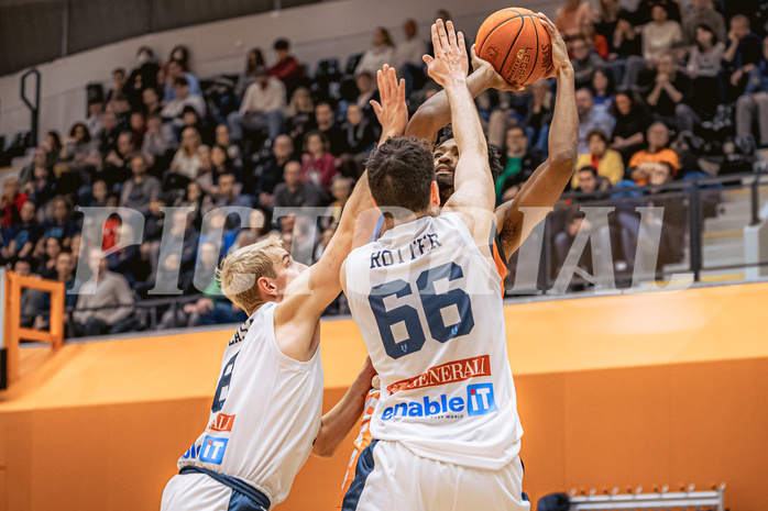 Basketball, Win2Day Superliga 2022/23, Grunddurchgang 13.Runde, Vienna Timberwolves, BK IMMOunited Dukes, Elias Wlasak (8), Kevin Bracy-Davies (0), Paul Rotter (66)
