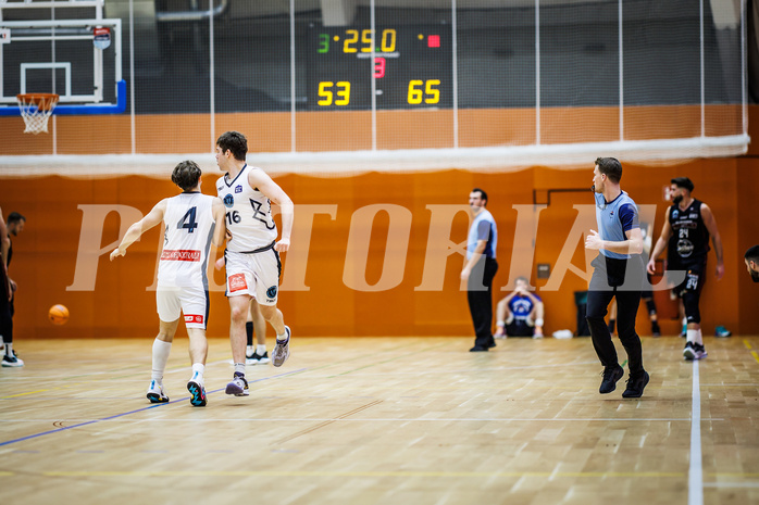 Basketball, Basketball Zweite Liga 2024/25, Grunddurchgang 6.Runde, Vienna Timberwolves, Mistelbach Mustangs, Felix Angerbauer (4), Maximilian Seher (16)