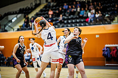 Basketball, Win2Day Basketball Damen Superliga 2023/24, Grunddurchgang 12.Runde, Vienna Timberwolves, Vienna United, Magdalena Schmidt (4), Aleksandra Novakovic (8), Theresa Stejskal (19)