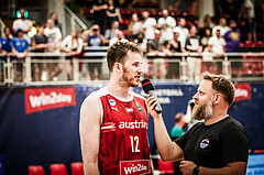 Basketball, FIBA EuroBasket 2025 Qualifiers , , AUSTRIA, IRELAND, Rafael Dobler (Speaker), Jakob PÖLTL (12)