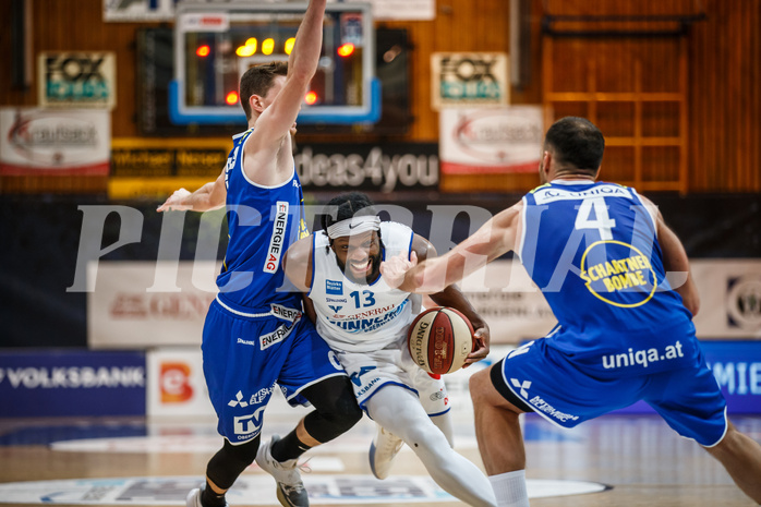 Basketball, bet-at-home Basketball Superliga 2020/21, Grunddurchgang 14. Runde, Oberwart Gunners, Gmunden Swans, Quincy Diggs (13)