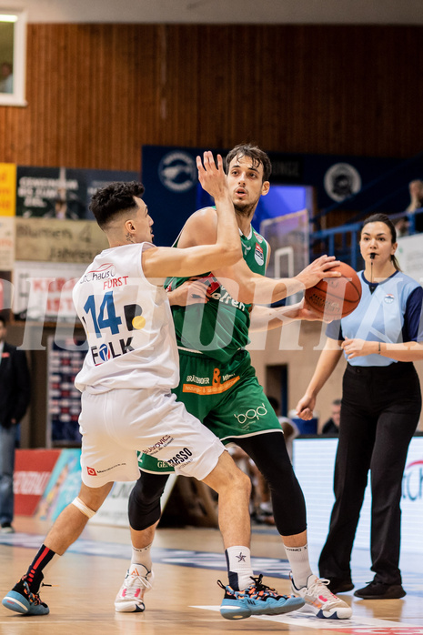 Basketball, Basketball Superliga 2022/23, Grunddurchgang Runde 21 , Oberwart Gunners, Kapfenberg Bulls, Derek Hanes (14), Nemanja Krstic (12)