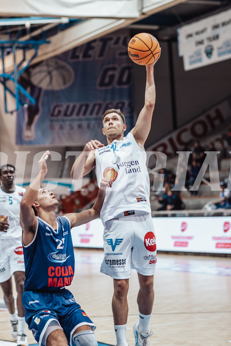 Basketball, Basketball Austria Cup 2023/24, VF Spiel 7, Oberwart Gunners, Dragonz Eisenstadt, Lukas Hahn (25), Jonathan Knessl (12)