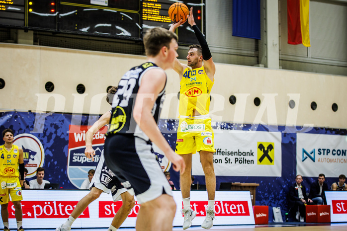 Basketball, Win2Day Superliga 2023/24, Grunddurchgang 4.Runde, SKN St. Pölten, Gmunden Swans, Matej Kavas (40)