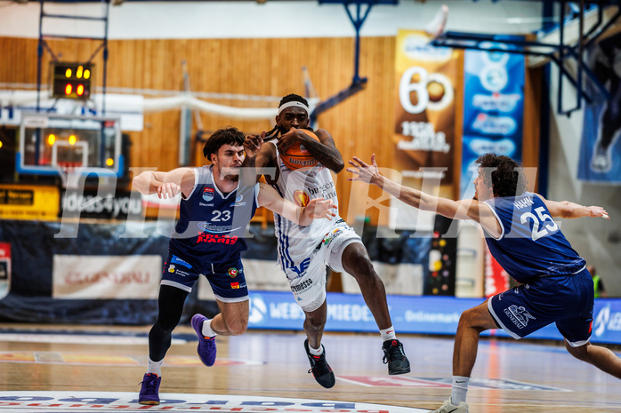 Basketball, win2day Basketball Superliga 2024/25, Grunddurchgang Runde 19, Oberwart Gunners, BBC Nord Dragonz, Siegfried Reid (5)