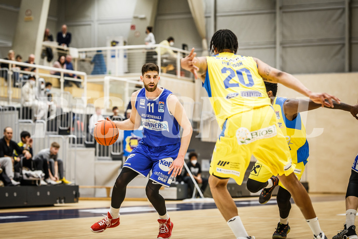 Basketball, bet-at-home Basketball Superliga 2021/22, Platzierungsrunde 9.Runde, SKN St. Pölten Basketball, Oberwart Gunners, Ioannis Chatzinikolas (11)