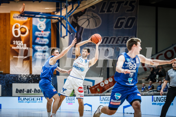 Basketball, bet-at-home Basketball Superliga 2021/22, Grunddurchgang Runde 14, Oberwart Gunners, Vienna D.C. Timberwolves, Ioannis Chatzinikolas (11)