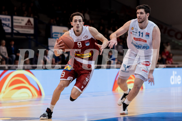 Basketball, Basketball Superliga 2022/23, Grunddurchgang Runde 20 , Oberwart Gunners, Flyers Wels, Lukas Hahn (9), John Joseph Rauch (11)