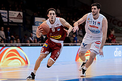 Basketball, Basketball Superliga 2022/23, Grunddurchgang Runde 20 , Oberwart Gunners, Flyers Wels, Lukas Hahn (9), John Joseph Rauch (11)