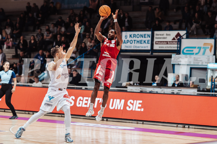 Basketball, Basketball Superliga 2023/24, Gunddurchgang 7. Runde, Oberwart Gunners, BC Vienna, Jonathan Knessl (12), Demarkus Stuckey Jr. (42)