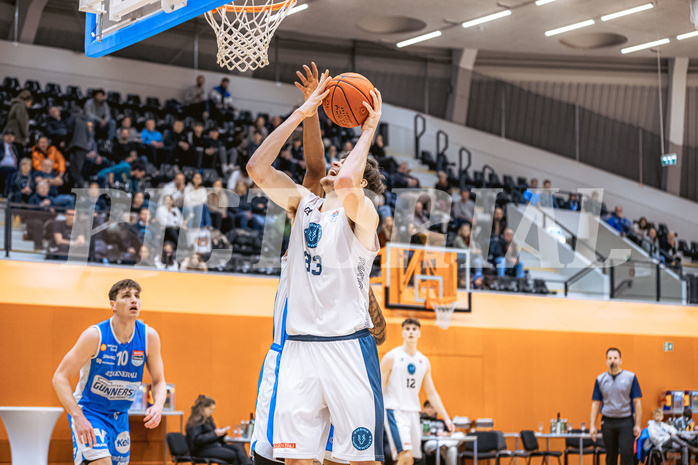 Basketball, Win2Day Superliga 2022/23, Grunddurchgang 19.Runde, Vienna Timberwolves, Oberwart Gunners, Chris Vogt (33)