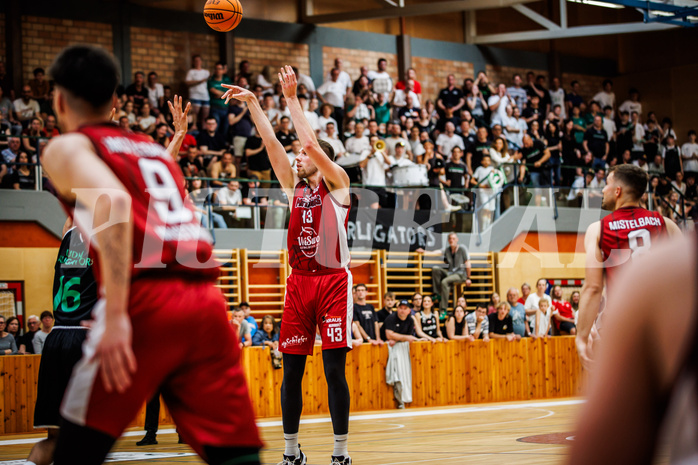 Basketball, Basketball Zweite Liga 2023/24, Playoff, Finale Spiel 1, Mistelbach Mustangs, Union Deutsch Wagram Aligators, Jakub Jokl (43)