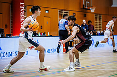 Basketball, Basketball Zweite Liga 2024/25, Grunddurchgang 6.Runde, Vienna Timberwolves, Mistelbach Mustangs, Jakob Konzet (5), Moritz Czehowsky (7)