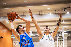 Basketball, Basketball Zweite Liga 2022/23, Grunddurchgang 11.Runde, Basket Flames, Pirlo Kufstein Towers, Luka Kraljic (9), Nikolas Susa (8)