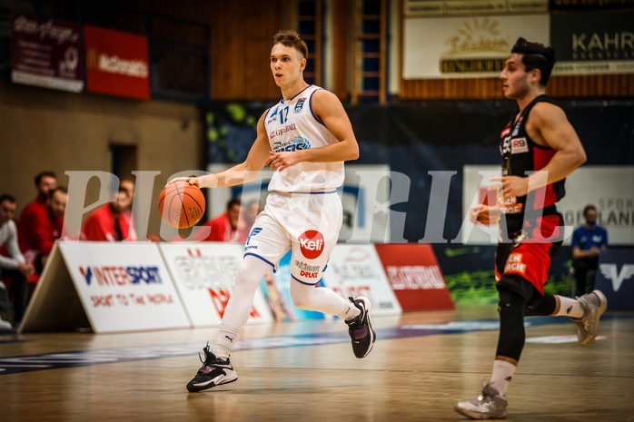 Basketball, bet-at-home Basketball Superliga 2021/22, Platzierungsrunde Spiel 10, Oberwart Gunners, BC GGMT Vienna, Jonathan Knessl (12)