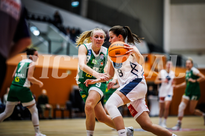 Basketball, Win2Day Basketball Damen Superliga 2023/24, Grunddurchgang 8.Runde, Vienna Timberwolves, UBI Graz, Johanna Maresch (9), Aleksandra Novakovic (8)