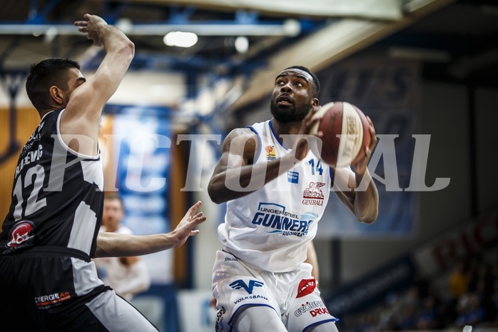 Basketball, ABL 2018/19, Grunddurchgang 19.Runde, Oberwart Gunners, Flyers Wels, Christopher Tawiah (14)