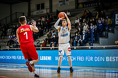 Basketball, bet-at-home Basketball Superliga 2021/22, Grunddurchgang Runde 10, Oberwart Gunners, Traiskirchen Lions, Jonathan Knessl (12)