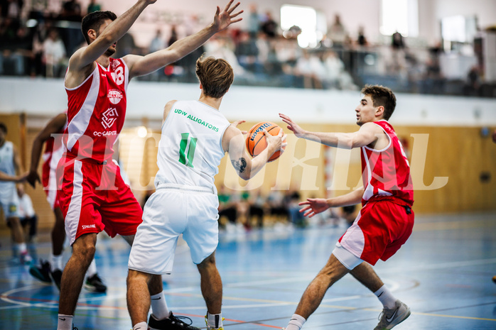 Basketball, Basketball Zweite Liga 2024/25, Grunddurchgang 1.Runde, Deutsch Wagram Alligators, Upper Austrian Ballers, Benjamin Mesic  (13), Simon Marek (11)