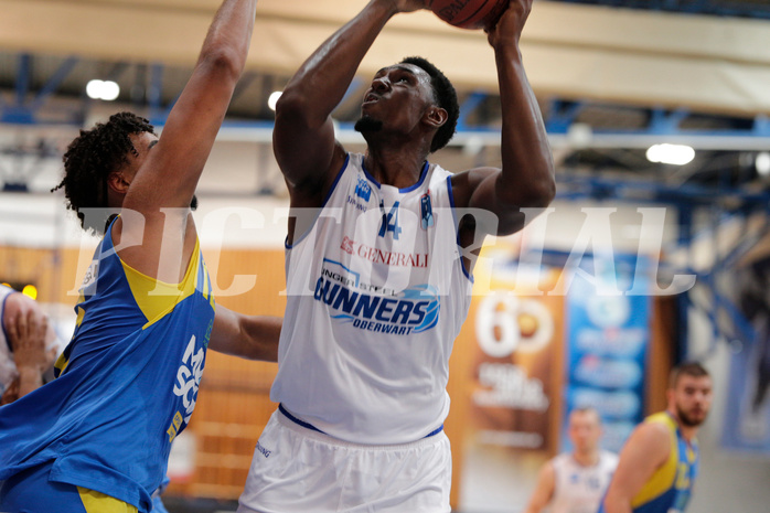 Basketball, bet-at-home Basketball Superliga 2021/22, Grunddurchgang Runde 6, Oberwart Gunners, SKN St. Pölten, Emondre Rickman (14)