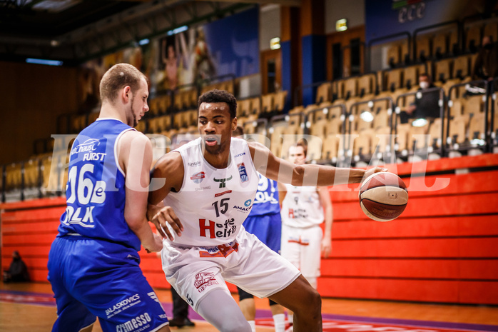 Basketball, bet-at-home Basketball Superliga 2020/21, Platzierungsrunde 9.Runde, Kapfenberg Bulls, Oberwart Gunners, Justin DeJon Briggs (15)