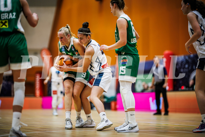 Basketball, Win2Day Basketball Damen Superliga 2023/24, Grunddurchgang 8.Runde, Vienna Timberwolves, UBI Graz, Johanna Maresch (9), Magdalena Schmidt (4)