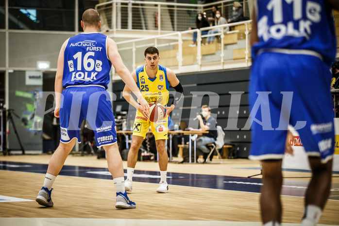 Basketball, bet-at-home Basketball Superliga 2019/20, Viertelfinale 2. Spiel, SKN St. Pölten Basketball, Oberwart Gunners, Kostas Oikonomopouluos (25)