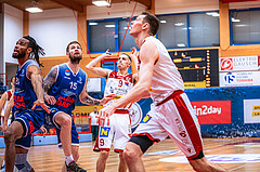 Basketball, Win2Day Superliga 2022/23, 6. Qualifikationsrunde, Traiskirchen Lions, BBC Nord Dragonz, Nick Allen (15), Lukas Hahn (9)