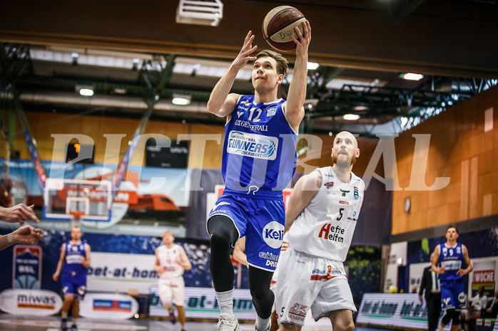 Basketball, bet-at-home Basketball Superliga 2020/21, Platzierungsrunde 9.Runde, Kapfenberg Bulls, Oberwart Gunners, Jonathan Knessl (12)