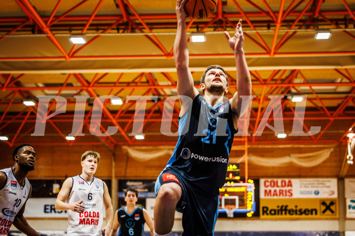 Basketball, win2day Basketball Superliga 2023/224, Grunddurchgang Runde 18, BBC Nord Dragonz, Oberwart Gunners, Moritz Lanegger (21)