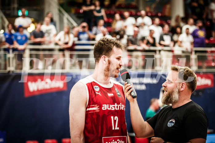 Basketball, FIBA EuroBasket 2025 Qualifiers , , AUSTRIA, IRELAND, Rafael Dobler (Speaker), Jakob PÖLTL (12)