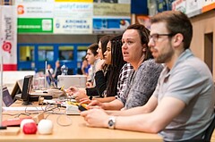 Basketball, ABL 2016/17, Grunddurchgang 31.Runde, Oberwart Gunners, UBSC Graz, Schreibertisch